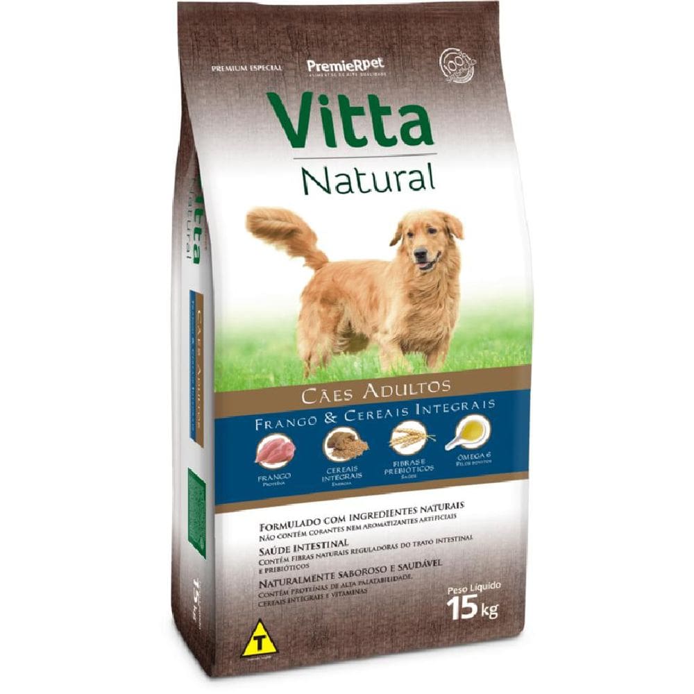 Ração Premier Vitta Natural Cães Adultos Frango Cereais 15kg
