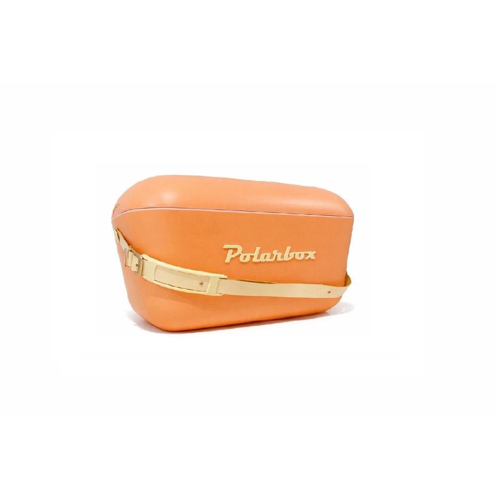 Bolsa Térmica Cooler Retrô Com Alça Em Couro 20 Litros  - Laranja Alça Amarela