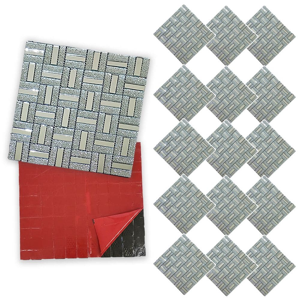 Pastilha De Vidro Kit 15 Uni Adesiva Parede Sala Cozinha Banheiro Decorativa Facil Aplicacao Moderna Requintado Reforma