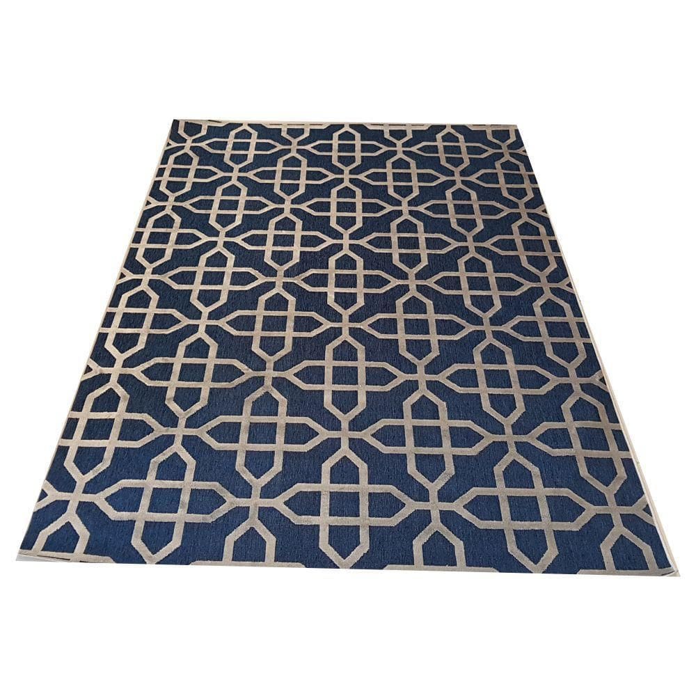 Tapete Illusion 04 Prata Azul 2X2,5M Geométrico Alto Relevo
