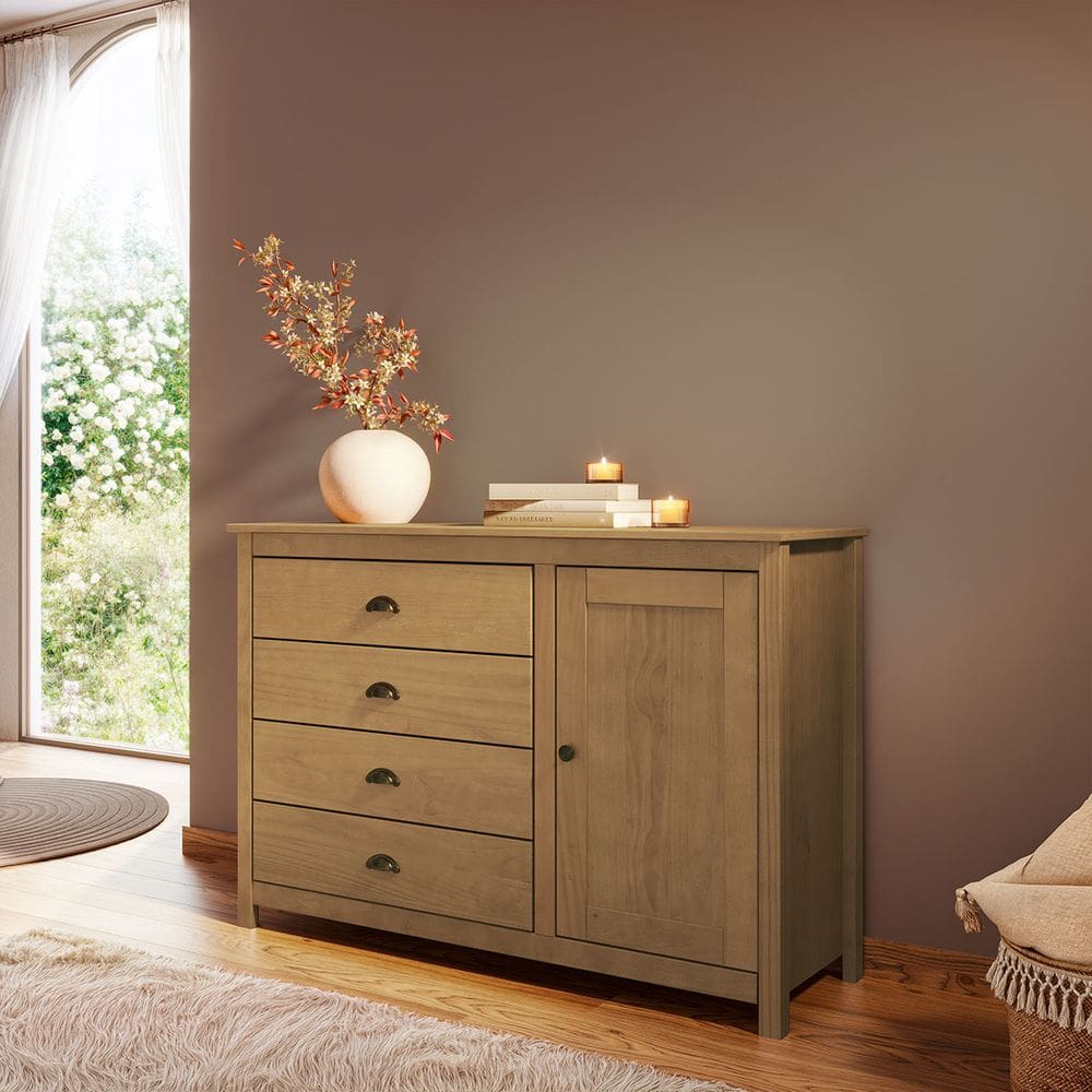 Cômoda Sapateira Topázio 4 Gavetas e 1 Porta Freijó Madeira Pinus - Finestra