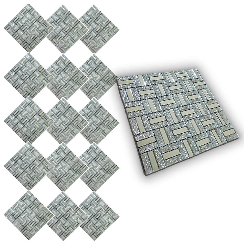 Pastilha De Vidro Kit 15 Uni Adesiva Parede Sala Cozinha Banheiro Facil Aplicacao Decorativa Reforma Requintado Moderna