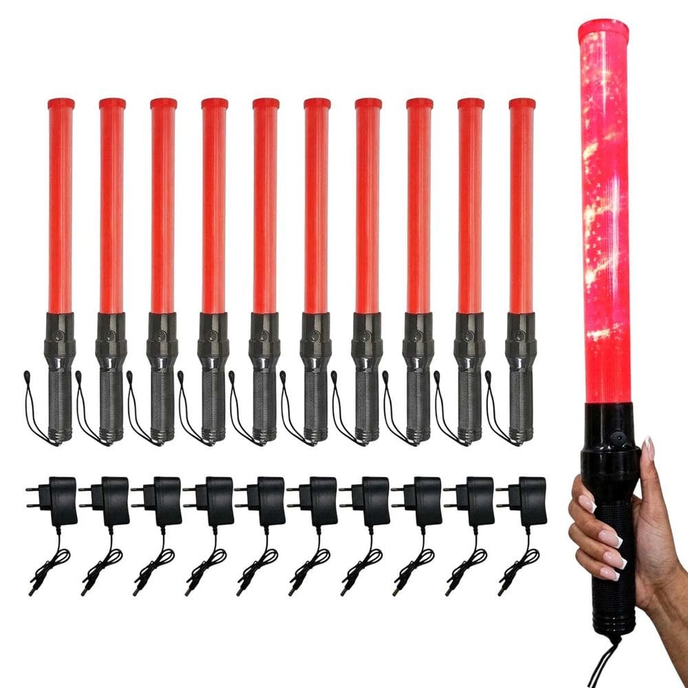 Bastao Sinalizador Viario Recarregavel Kit 10 Uni  Guarda Transito Rodovia Flanelinha Manobrista Frentista Segurança