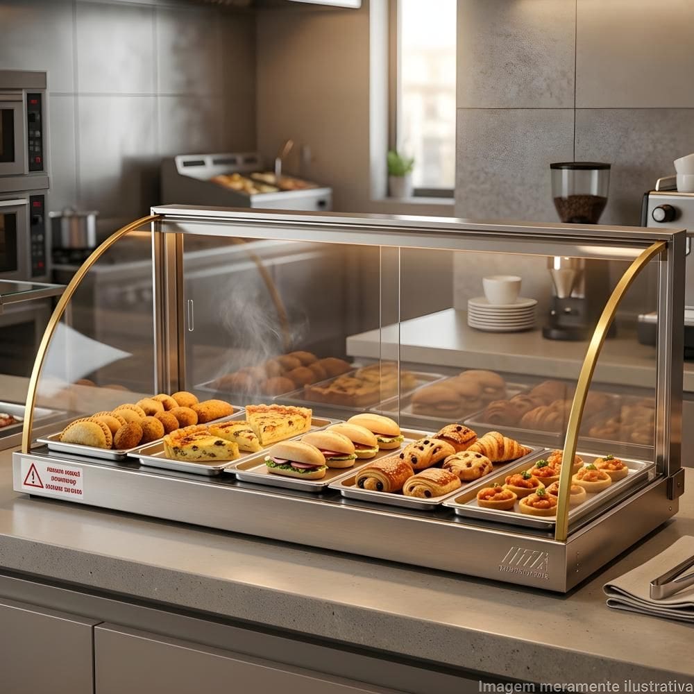 Estufa 5 Bandejas Vidro Curvo Filete Dourado 127V - Tita