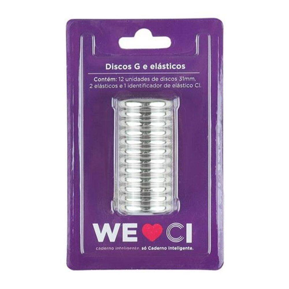 Kit Discos G e Elásticos para Caderno Inteligente GCI312010 Prata - CI