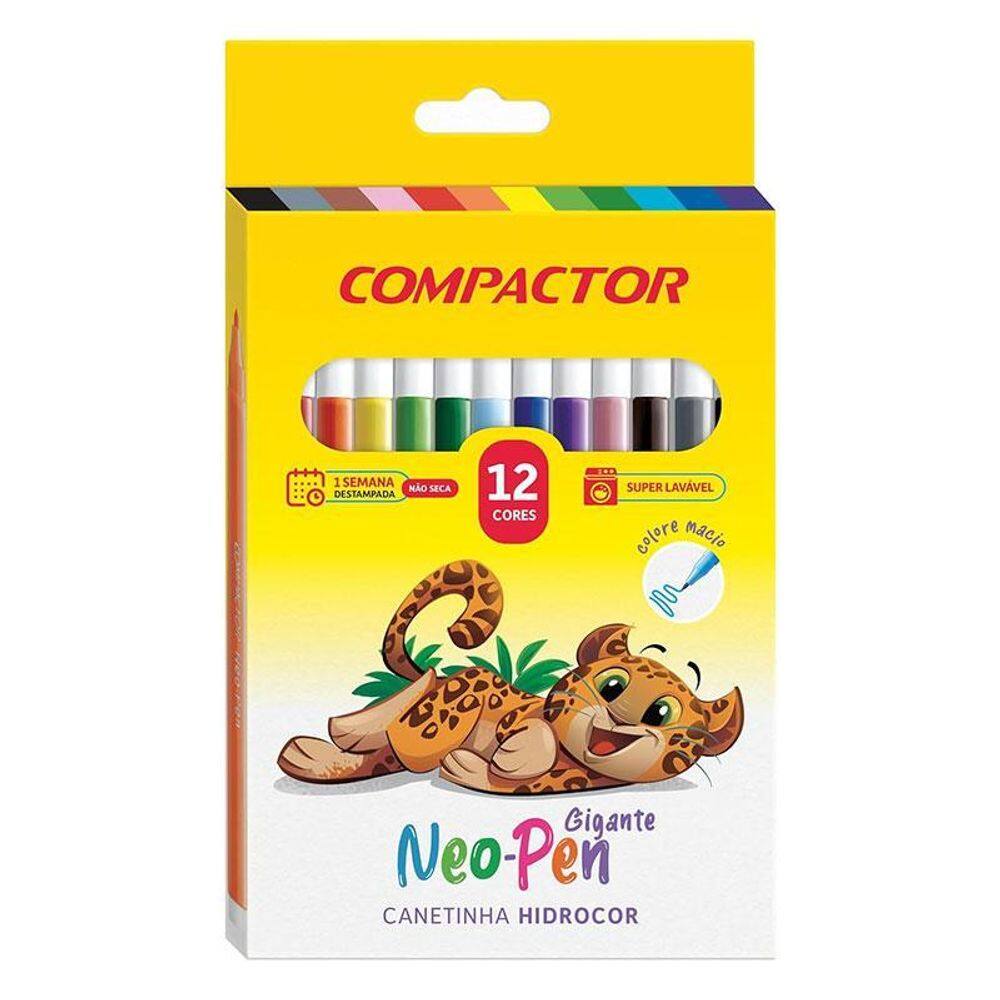 Canetinha Hidrográfica Neo Pen Gigante 1588424 12 Cores - Compactor