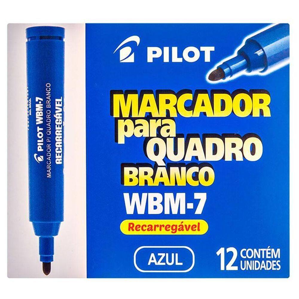 Caixa de Pincel Marcador para Quadro Branco Recarregável WBM-7 12 Unidades Azul - Pilot