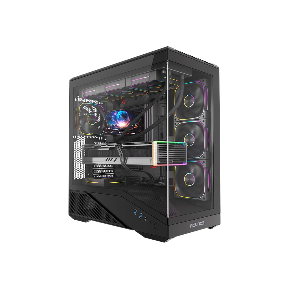 Gabinete Gamer Round5 Icebox Mid Tower ATX Com Fans Preto
