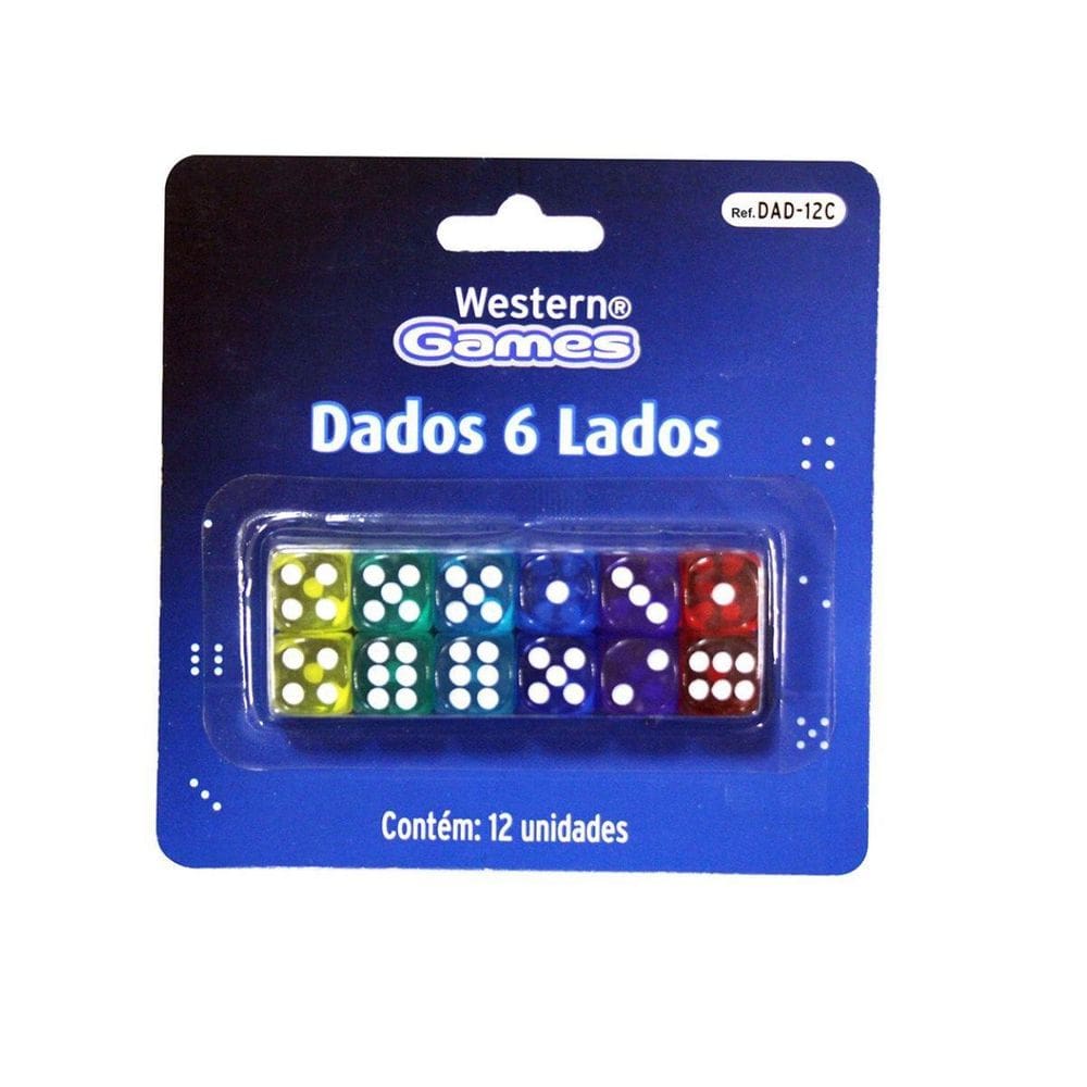 Conjunto De 12 Dados Coloridos 6 Lados Western Dad-12C
