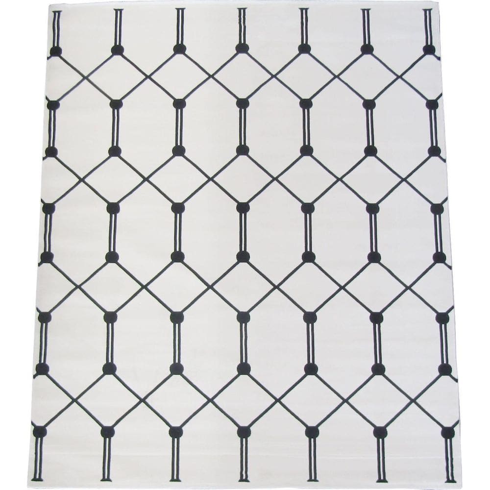 Tapete Sala Geometrico Preto E Branco Grid 150X200 Cm