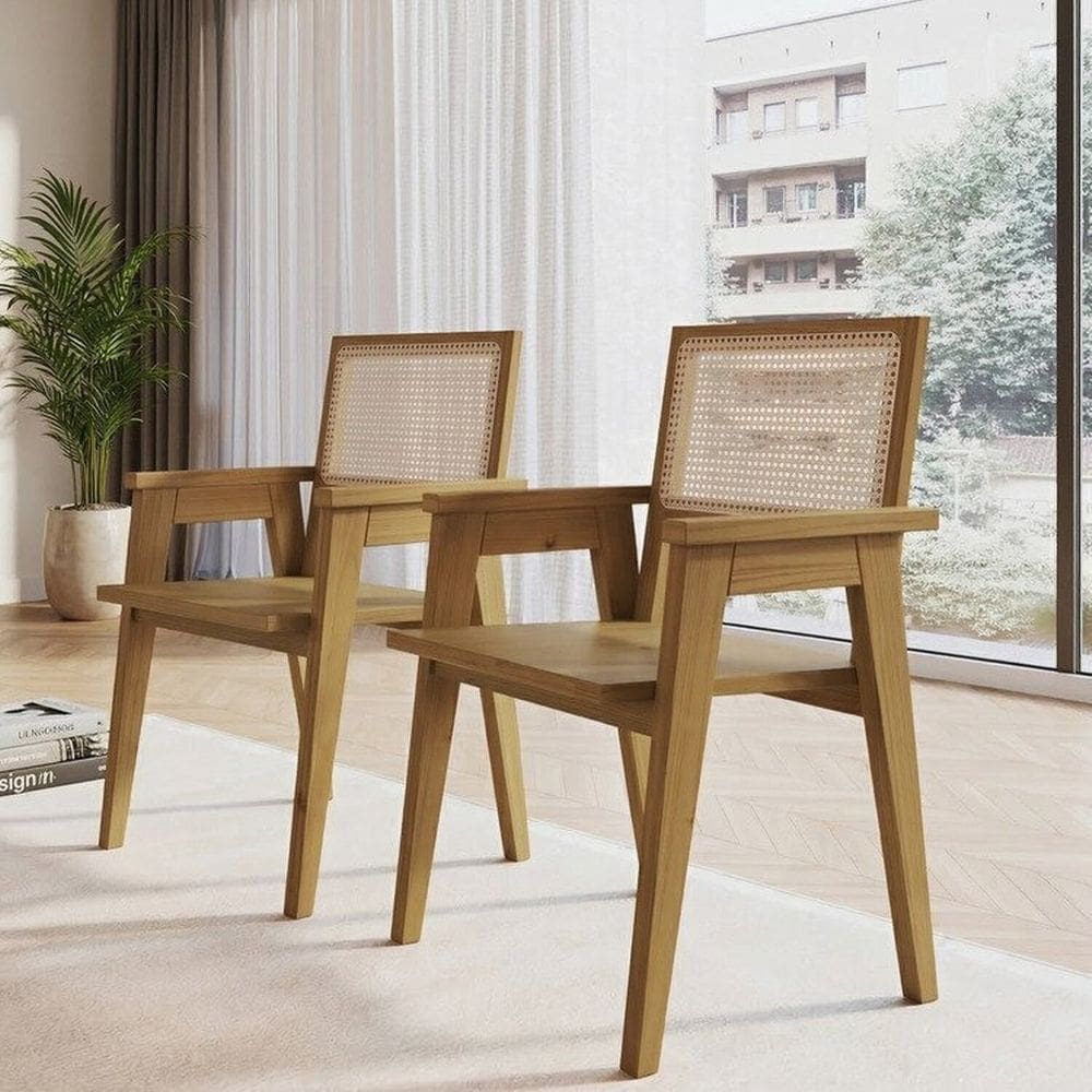 Kit 2 Cadeiras Madeira Maciça em Palhinha Natural Paglia Mel