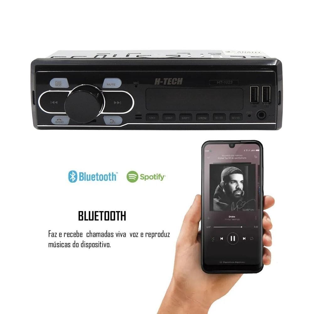 Rádio Mp3 H-Tech Ht-1023 Bluetooth Usb Auxiliar