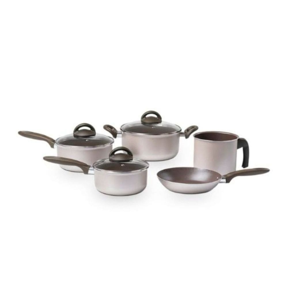 Jogo de Panelas Brinox 5 Peças Ceramic Life Nevada Champanhe