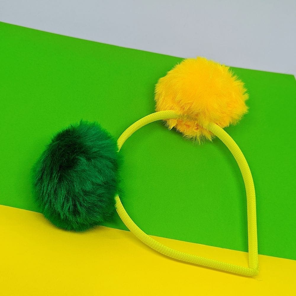 Tiara de cabelo Feminino Infantil e Adulto Pompom pelúcia Brasil copa do mundo Verde e amarelo Arco Meninas 2026
