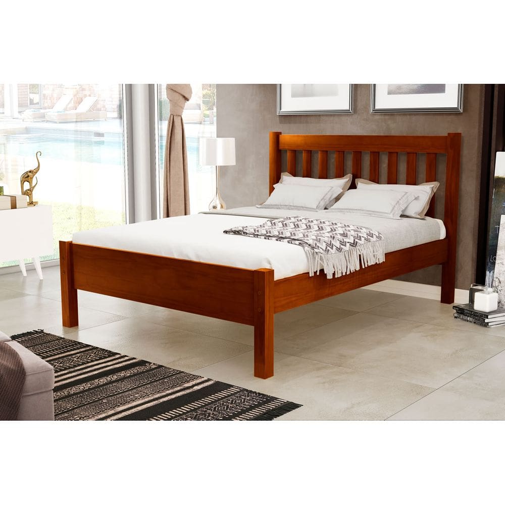 Cama de Casal Alice de Madeira Maciça Pinus