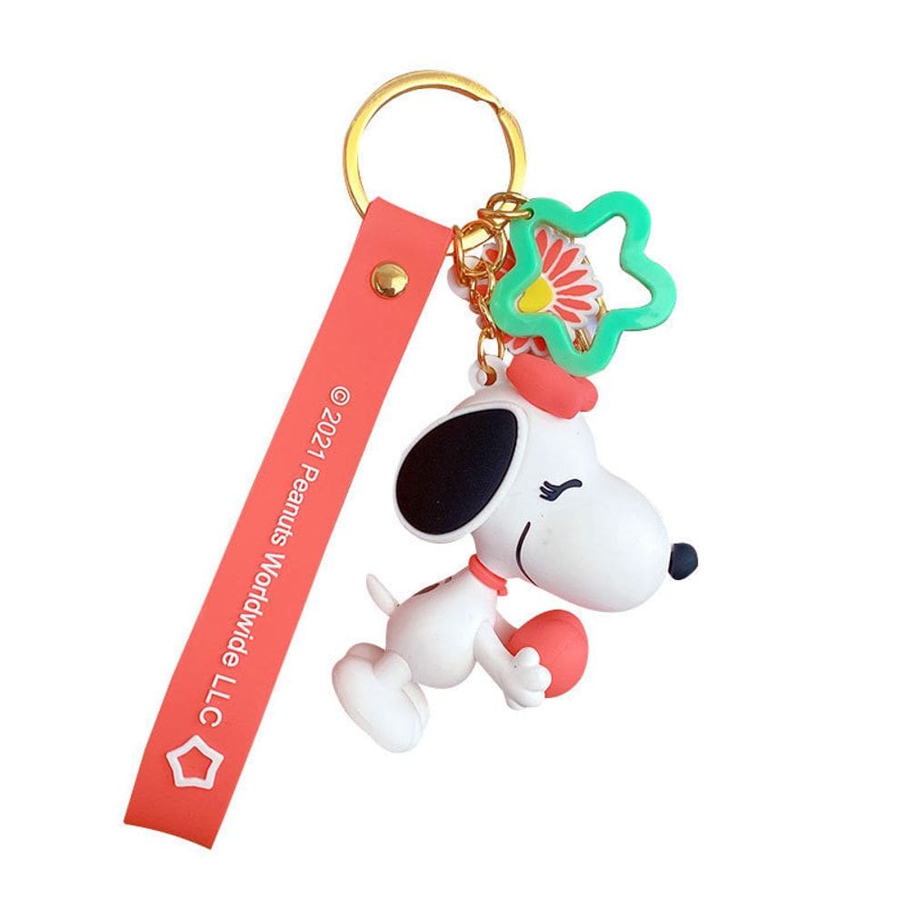 Chaveiro Snoopy Charlie Brown em PVC com pingente de frutas