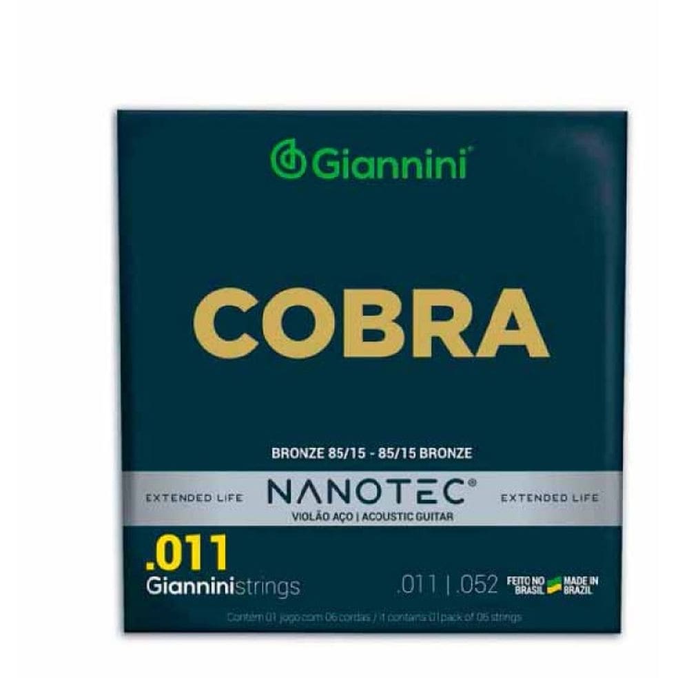 Encordoamento Para Violão 6 Cordas Nanotec Cobra Giannini (.011 - .052)