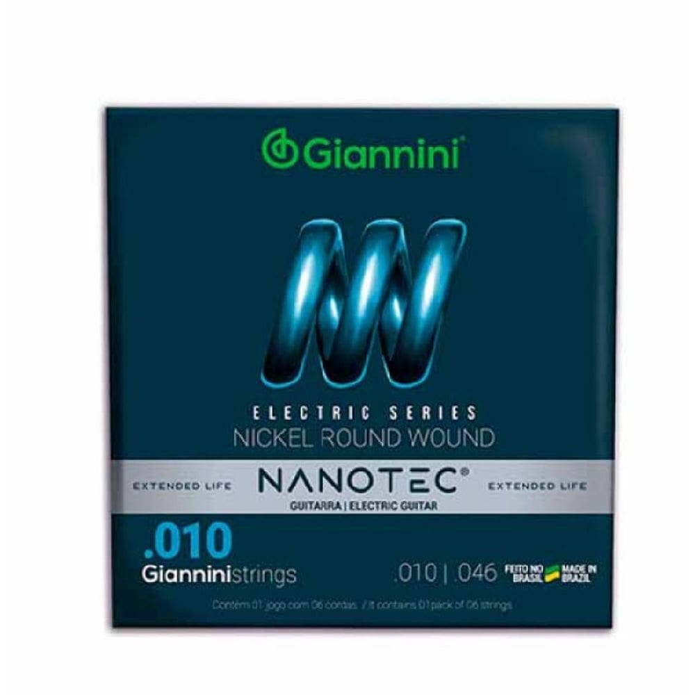 Encordoamento Para Guitarra 6 Cordas Nanotec Giannini (.010 - .046)