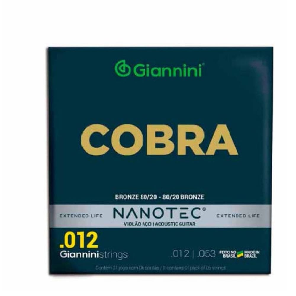 Encordoamento Para Violão 6 Cordas Nanotec Cobra Giannini (.012 - .053)