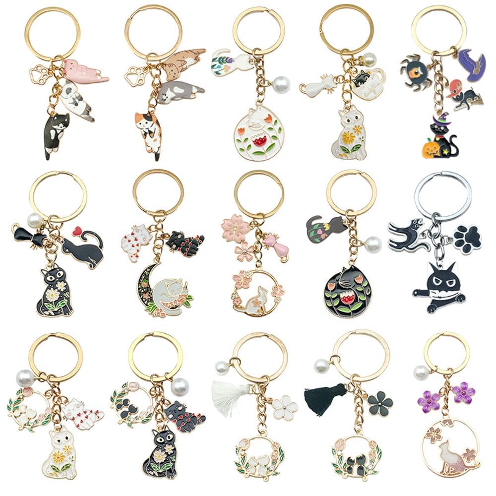 Chaveiro Cute Cat Cartoon Animal Mochila Charm