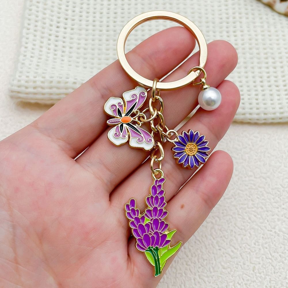 Chaveiro Chaveiro Flor de Borboleta Roxa para o Dia das Mães