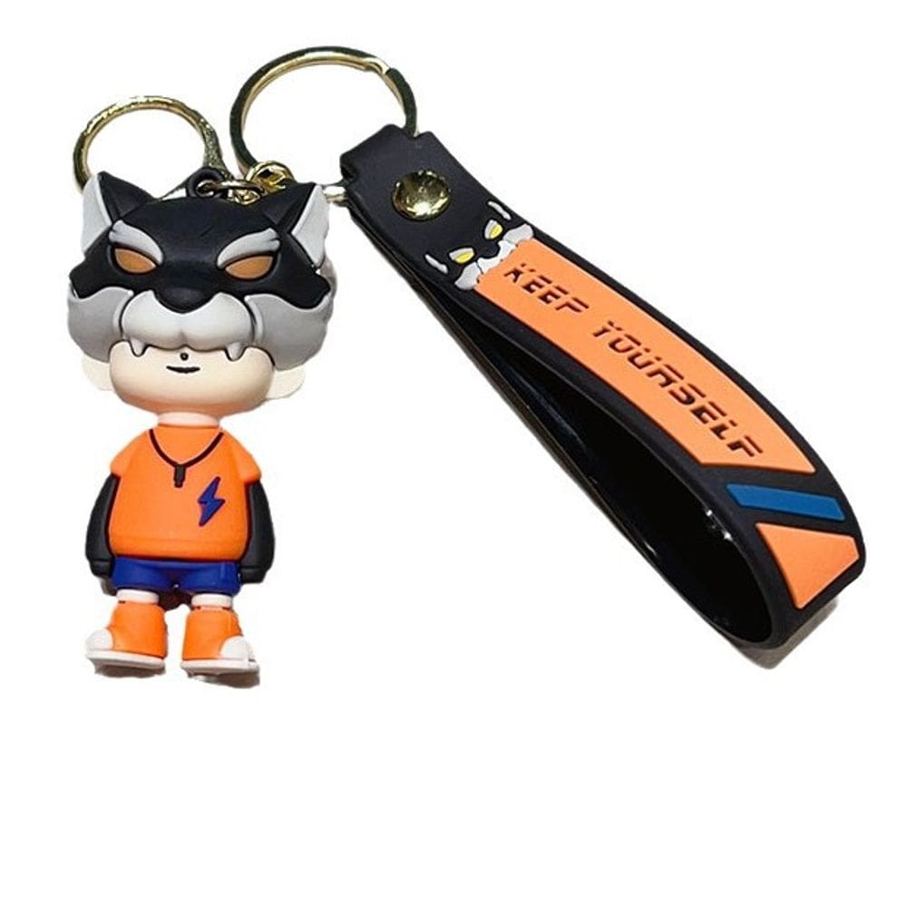 Chaveiro Cartoon Wolf Boy Design para bolsas e chaves