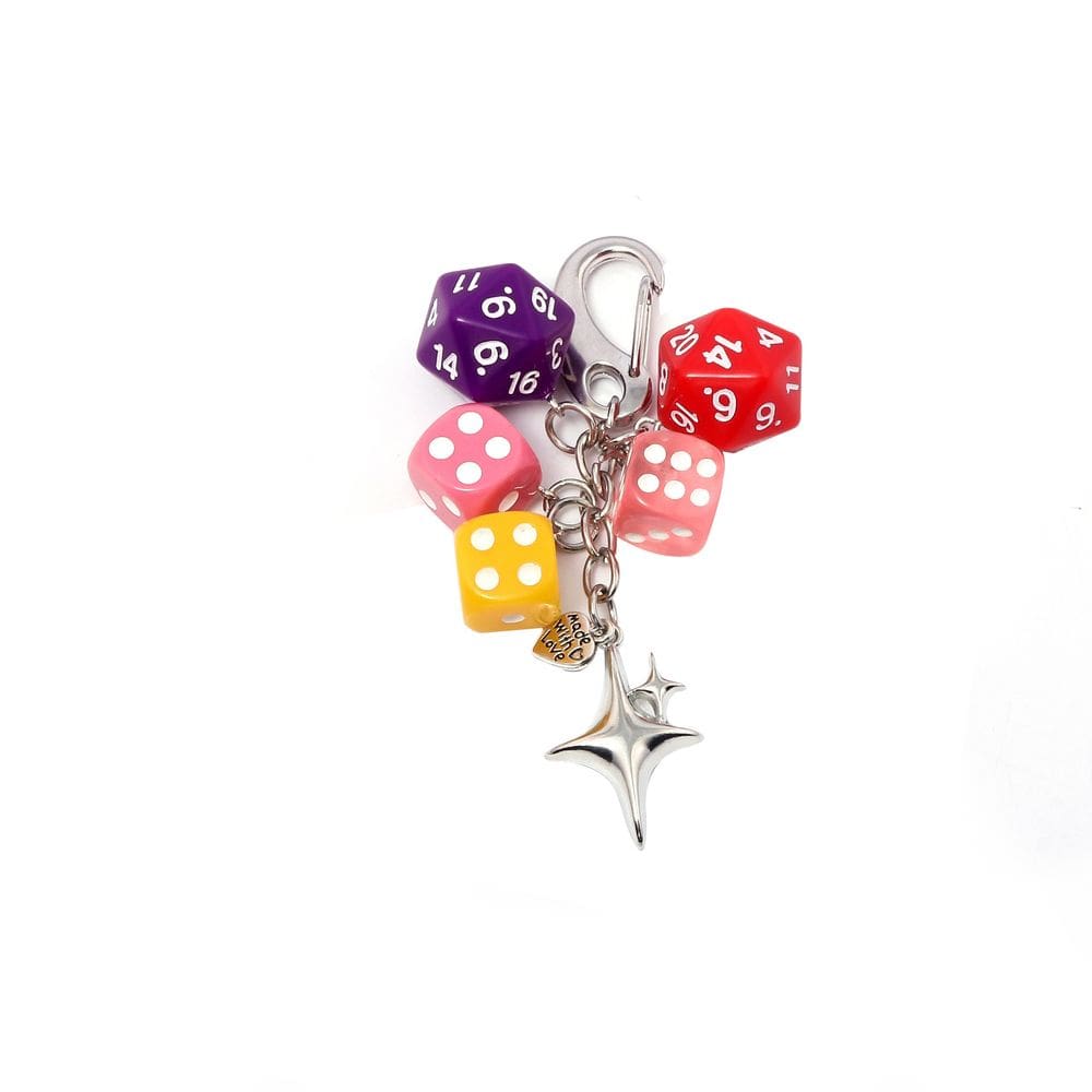 Chaveiro Chaveiro Dice D20 D6 Punk Style com Star Charm