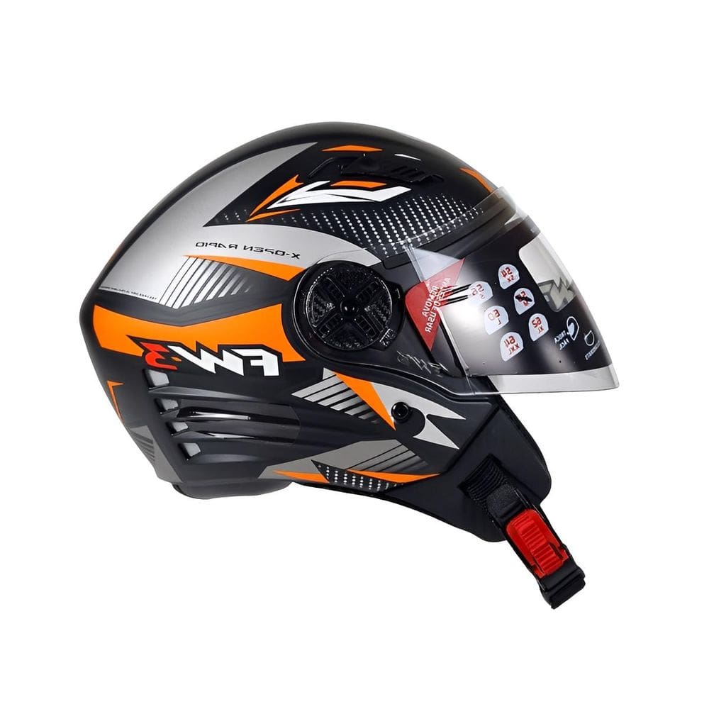 Capacete Fw3 X Open Rapid Aberto Preto Fosco E Laranja