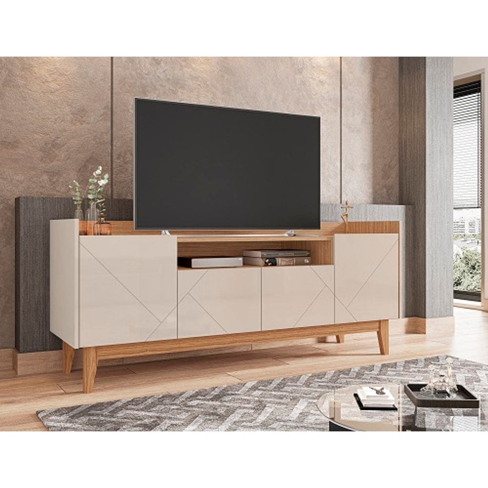 Rack Adria 1.60 Off White/Noce - Casa D Móveis (MADEIRA MADEIRA É OUTRA COR)