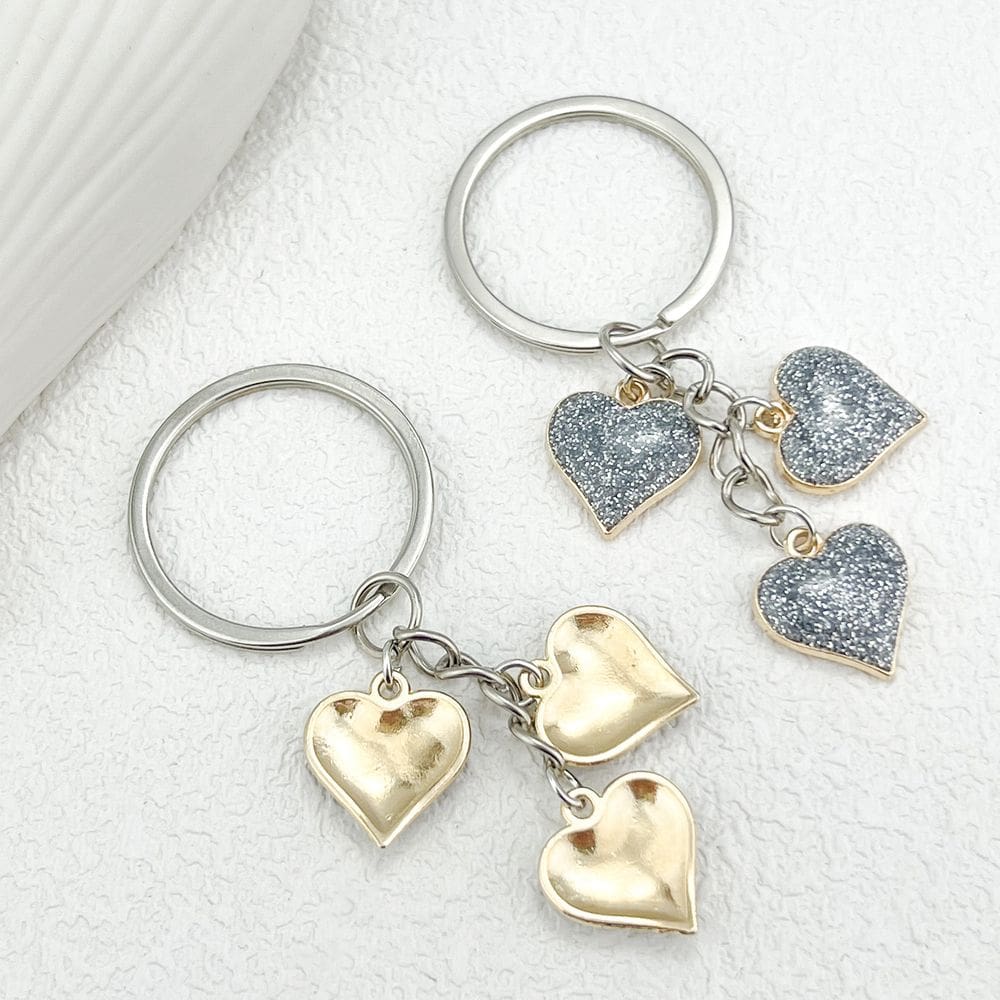 Chaveiro, chaveiro, coração minimalista, prata brilhante e dourado