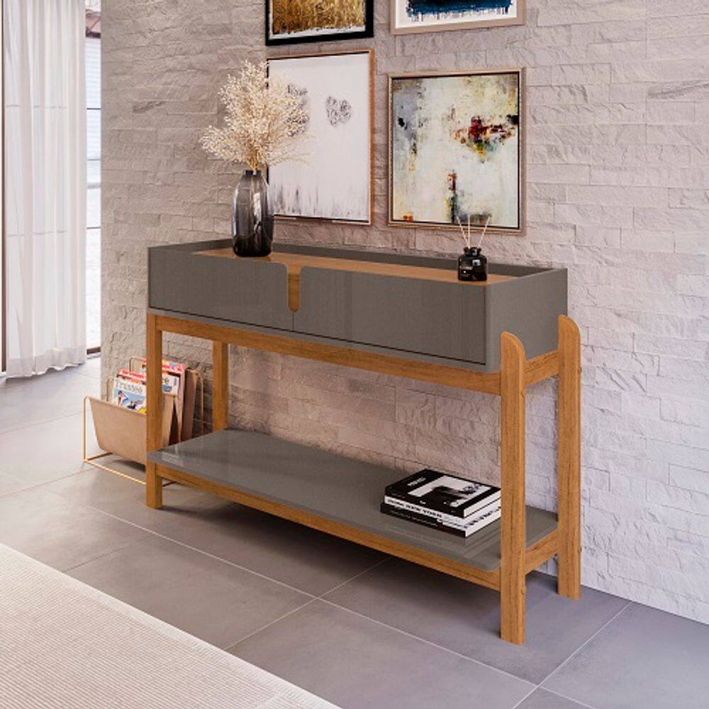 Aparador 2 Gavetas Lizz Cinza Perola/Cedro - Casa D Móveis