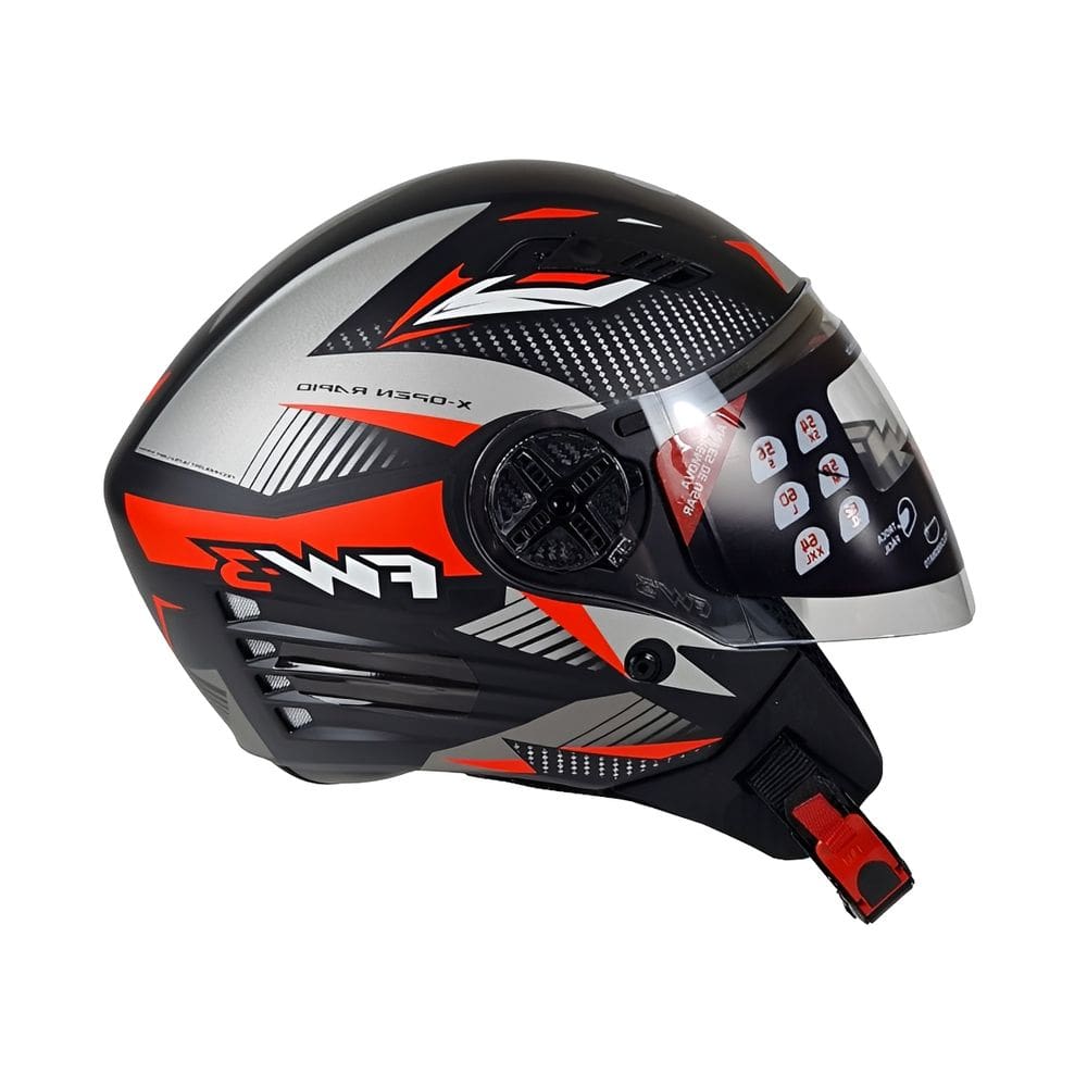 Capacete Fw3 X Open Rapid Aberto Preto Fosco E Vermelho