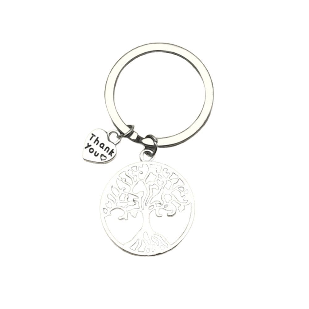 Chaveiro Silver Tree of Life com amuleto Thank You Heart