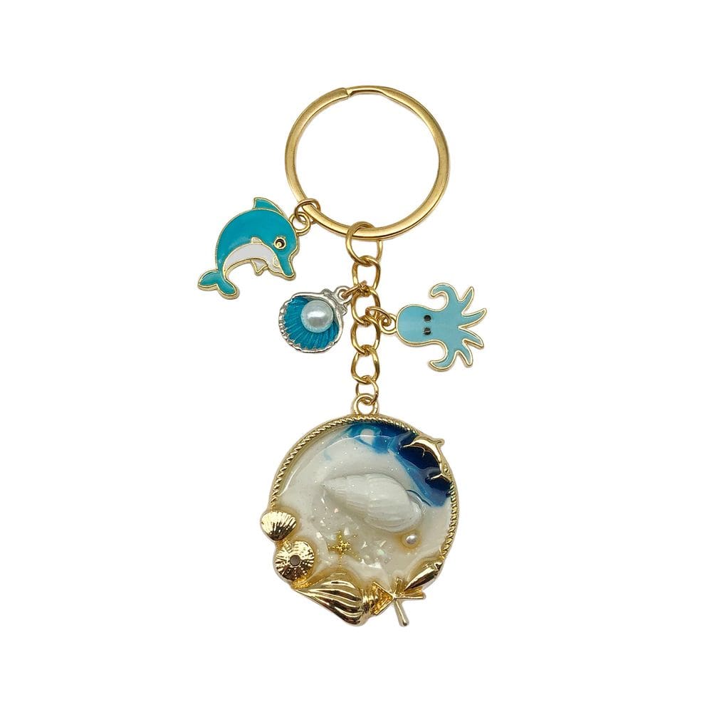 Chaveiro Blue Ocean Dolphin Octopus Shell Chaveiro