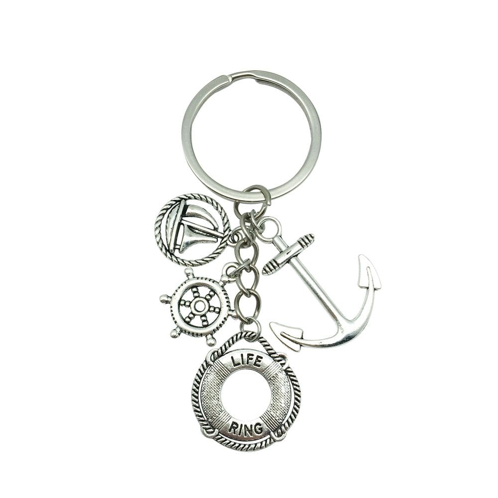 Chaveiro Vintage Nautical Anchor Life Ring Sailboat