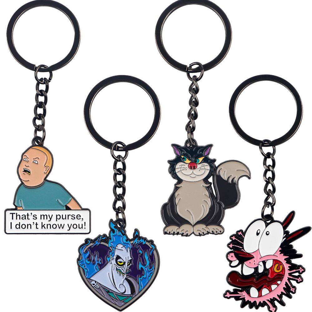Conjunto de chaveiros com personagens de desenhos animados Bobby Hill Courage Dog