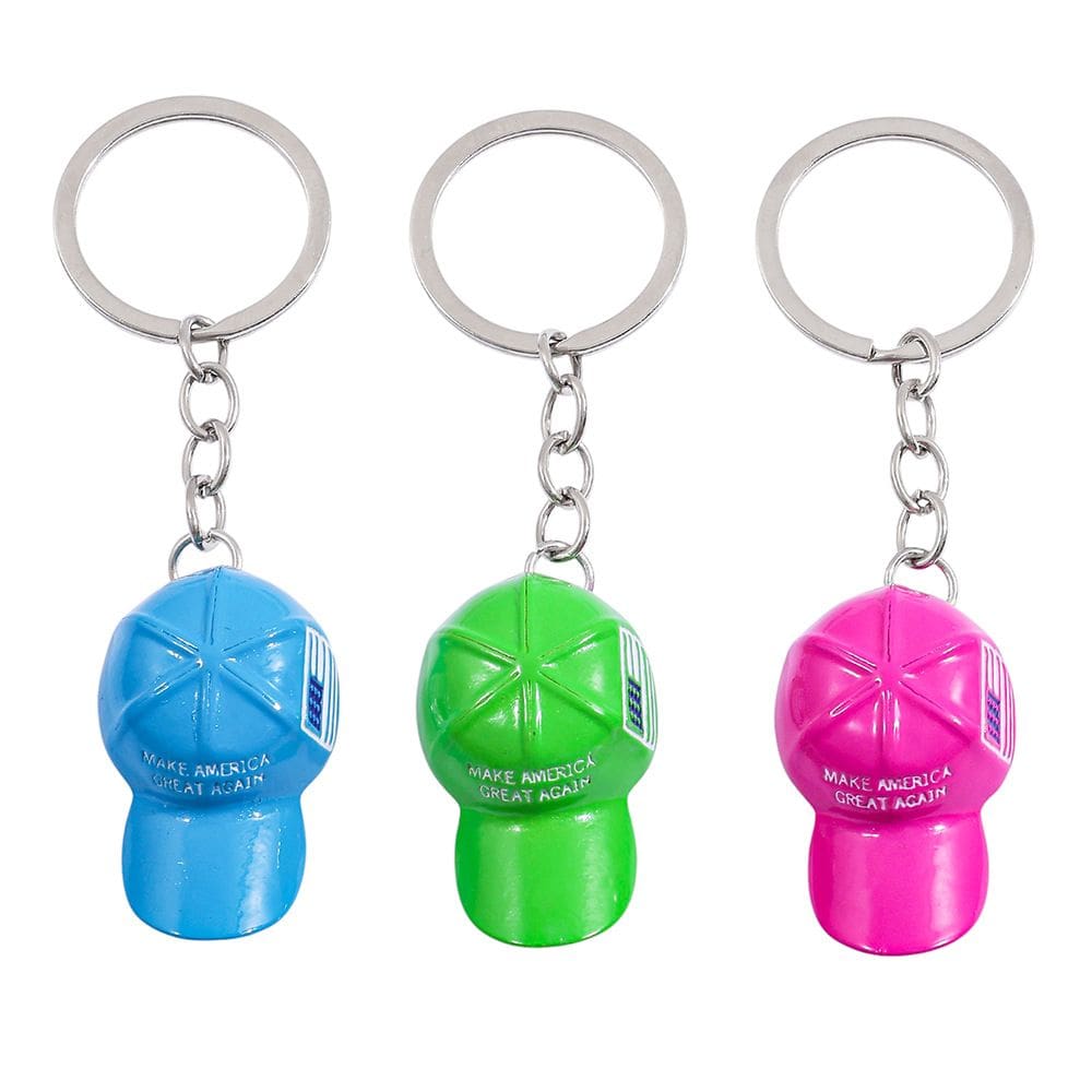 Conjunto de chaveiros com design de chapéu de beisebol colorido em liga de zinco