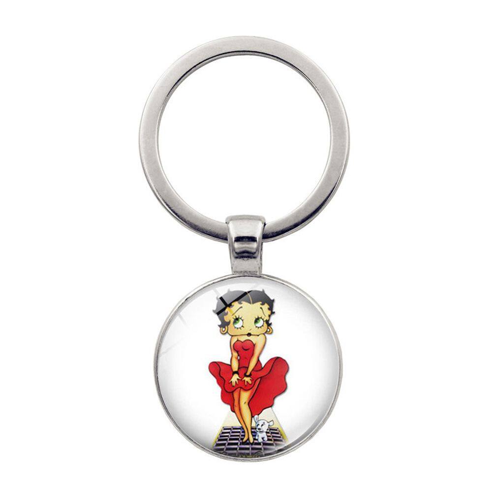 Chaveiro Betty Boop com pingente Time Gem prateado