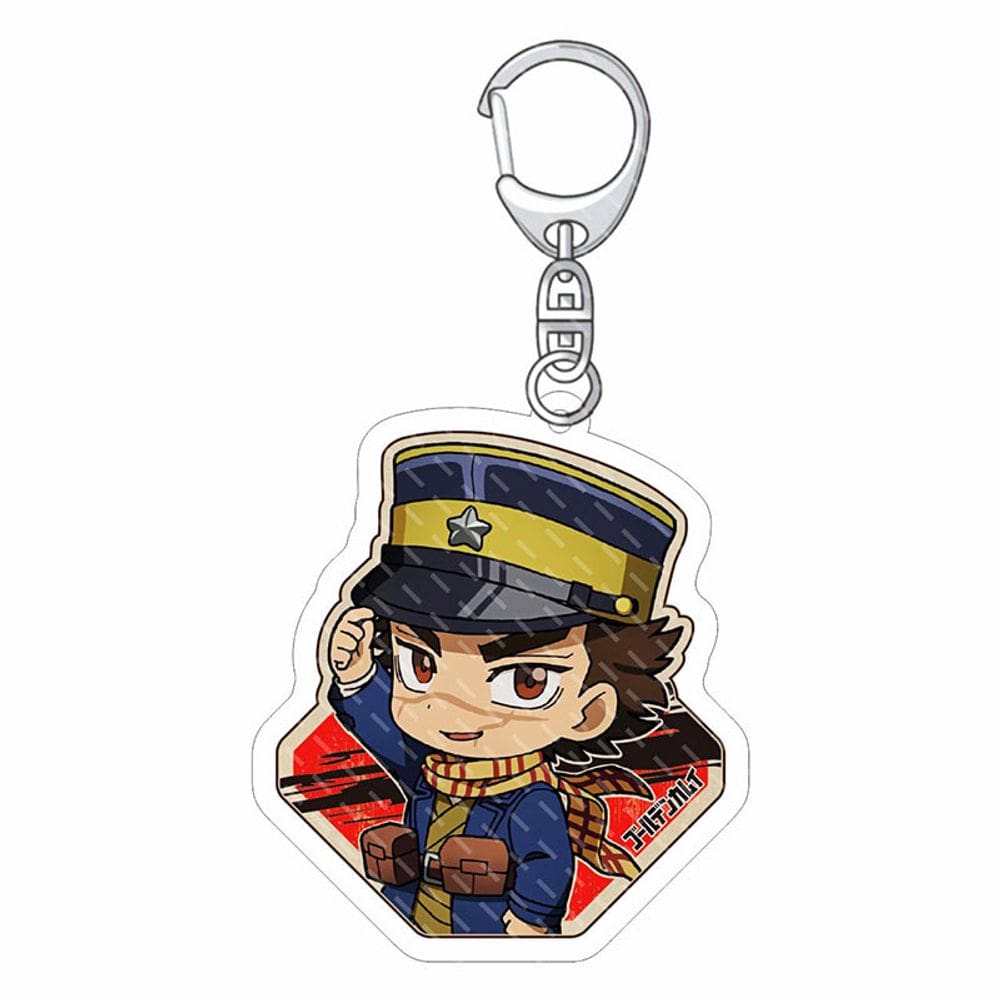 Chaveiro acrílico dourado Kamuy Saichi Sugimoto e outros