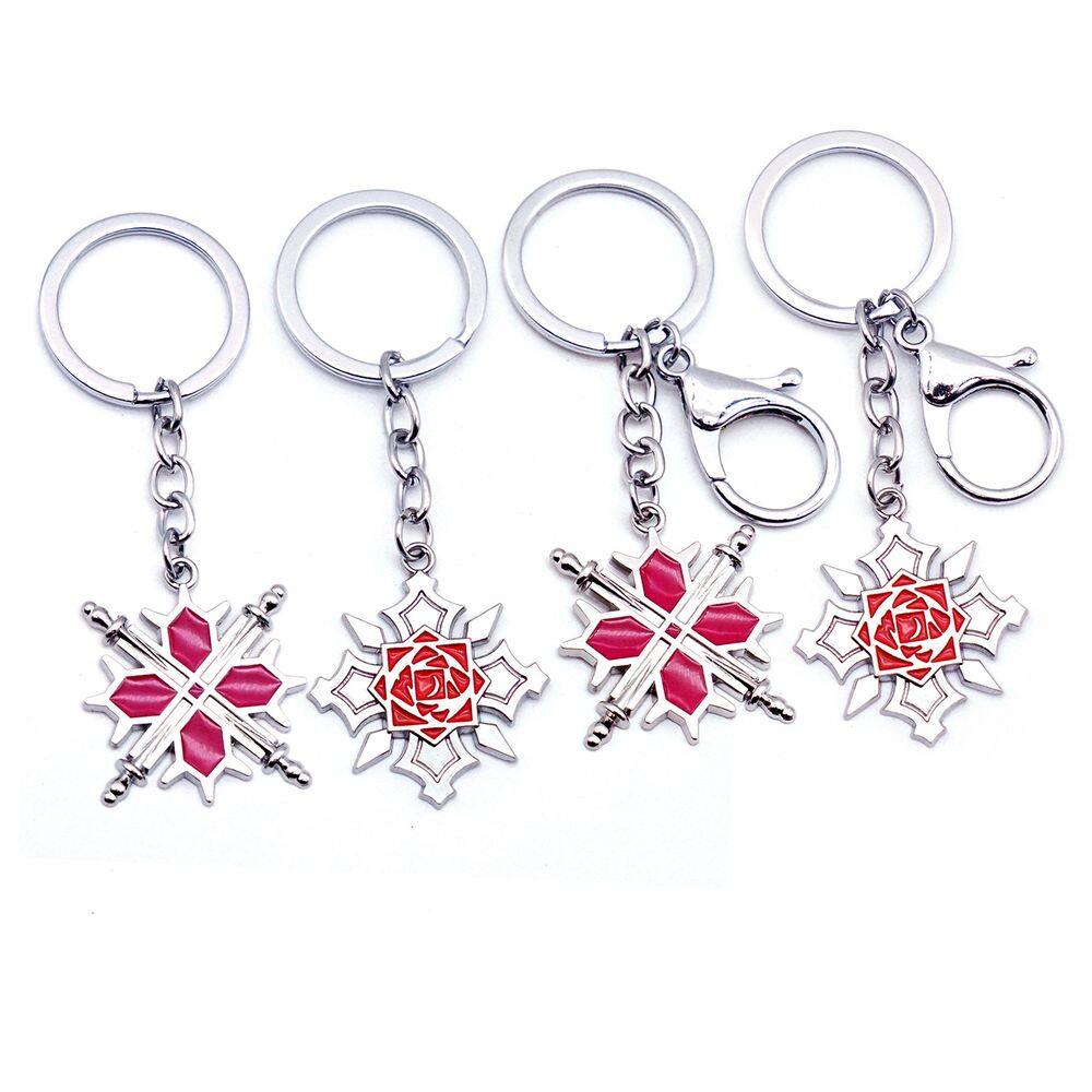 Chaveiro Anime Red Rose Snowflake Design Metal