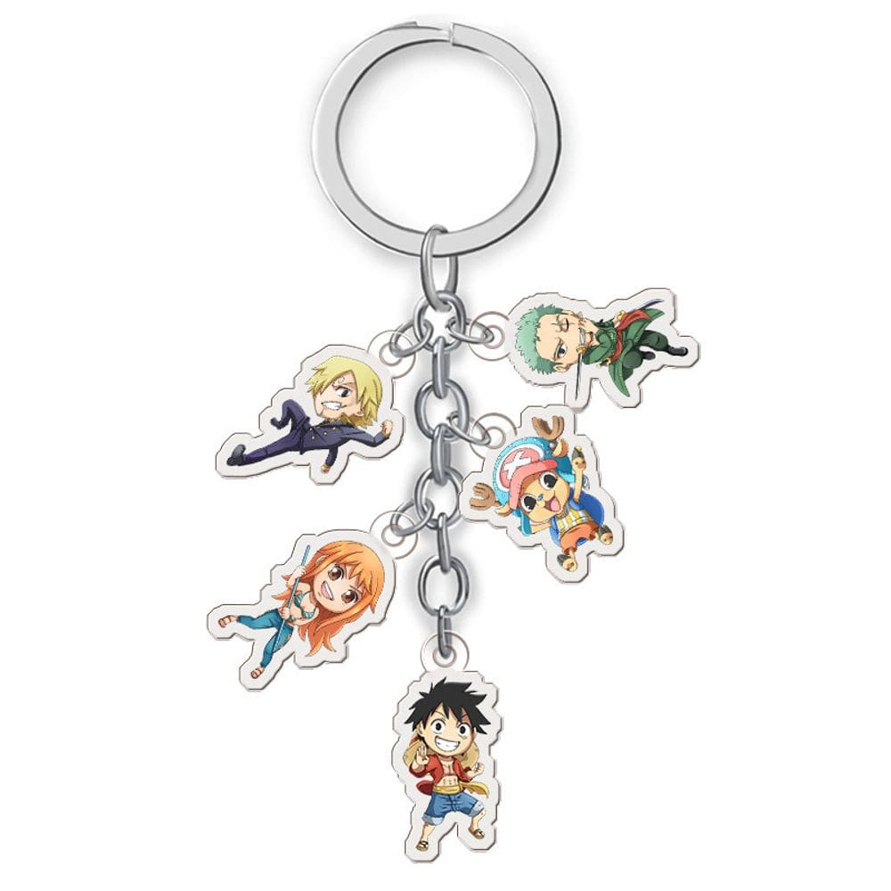 Conjunto de chaveiros One Piece Luffy, Zoro, Nami, Sanji, Chopper