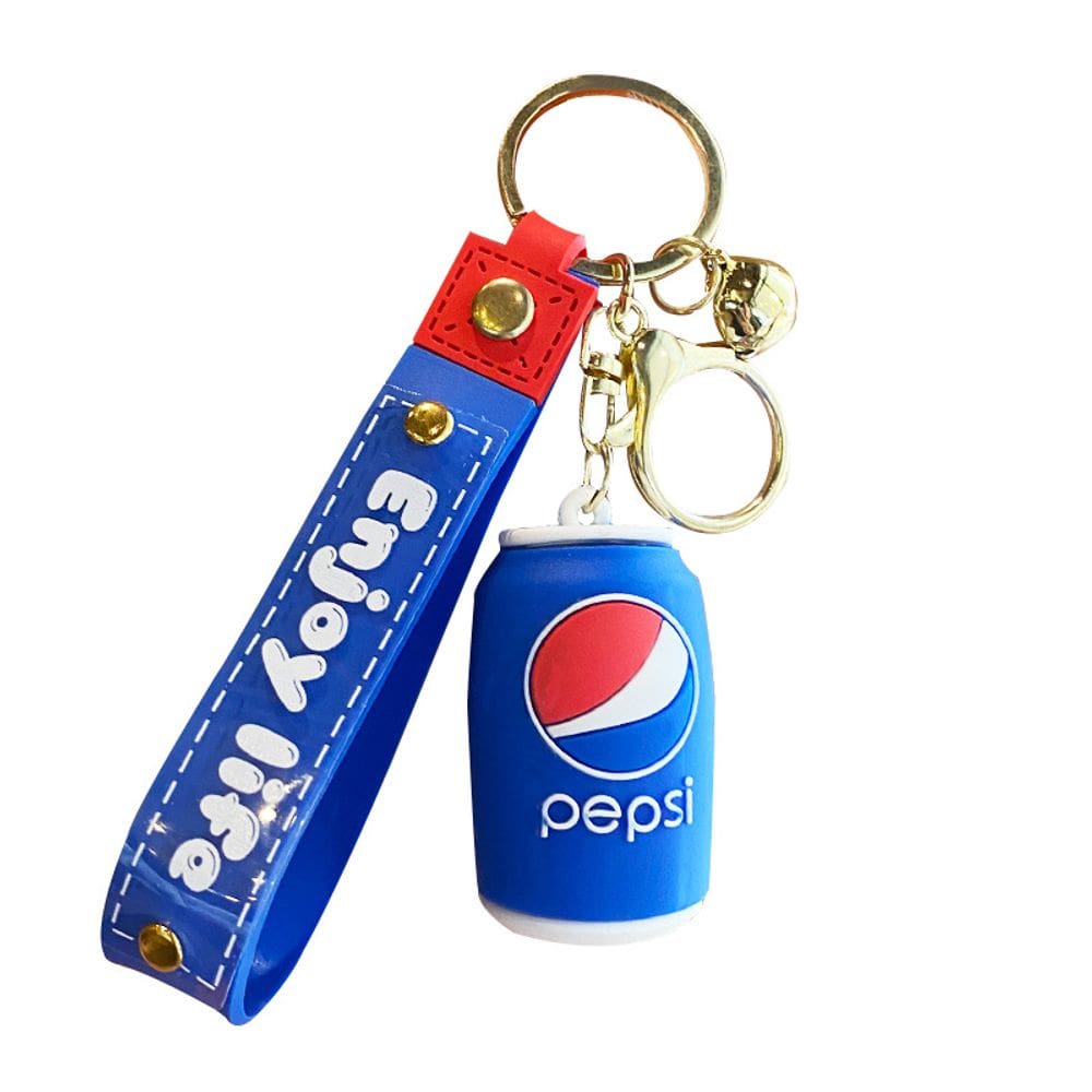 Chaveiro, chaveiro, lindo design de garrafa de refrigerante de cola azul