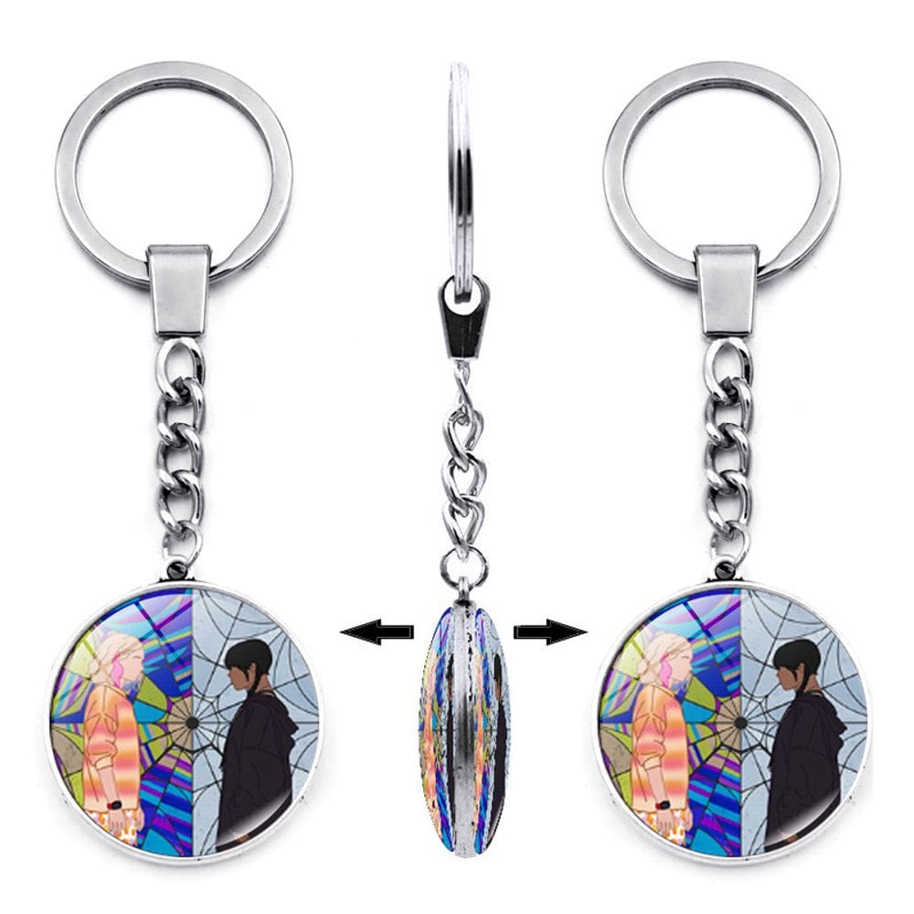 Chaveiro com pingente de cristal de dupla face Wednesday Addams