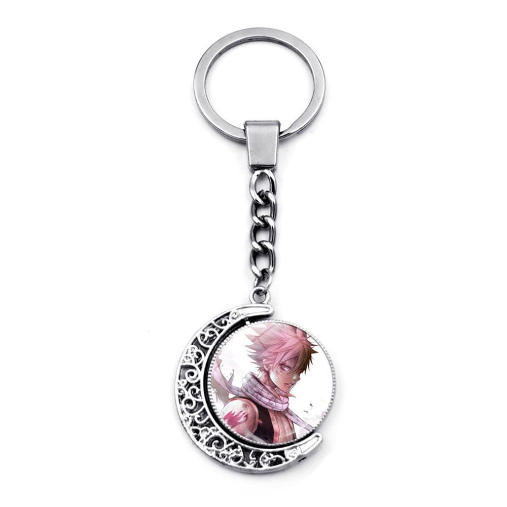 Chaveiro Fairy Tail Natsu com pingente giratório de 360°