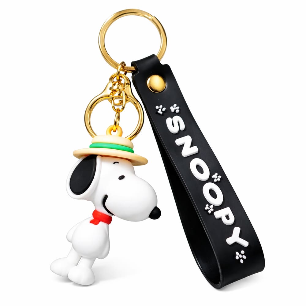 Chaveiro Snoopy, estatueta 3D, design de capacete voador