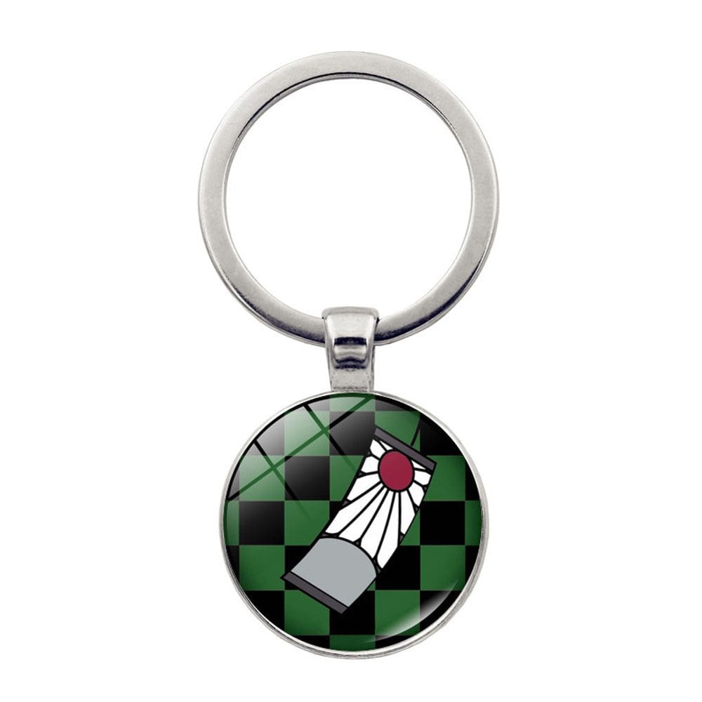 Pingente de chaveiro Demon Slayer Tanjiro com padrão quadriculado