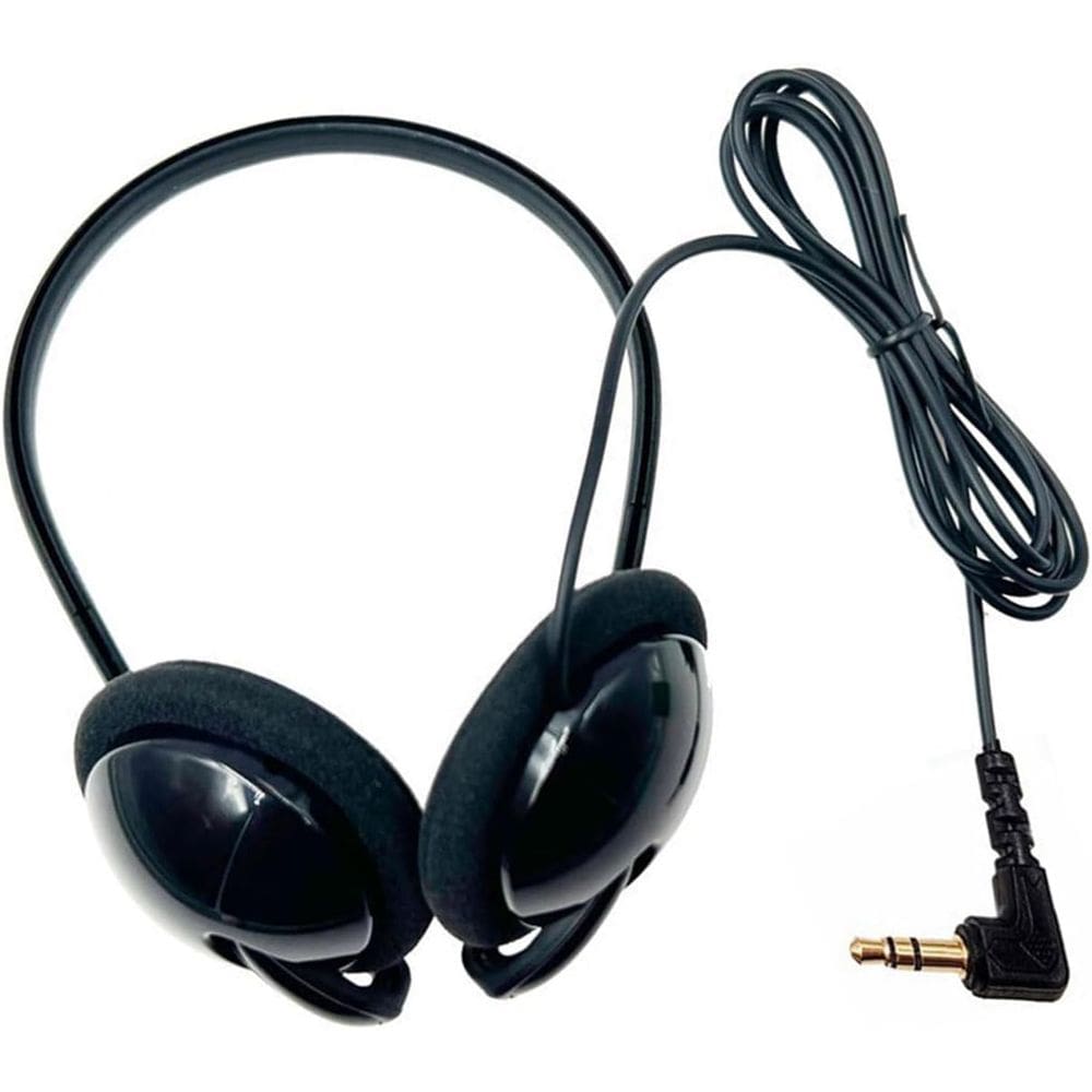 Fones de ouvido com fio, som estéreo, plástico ABS preto