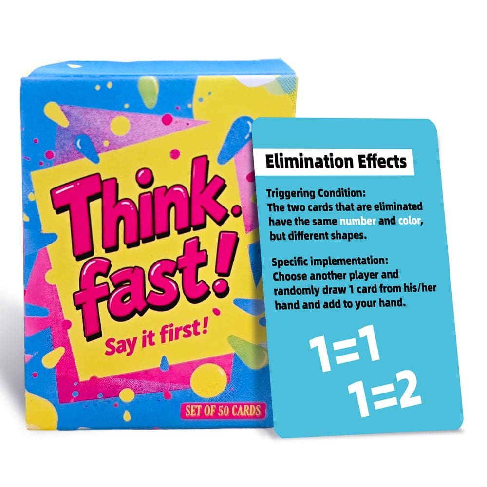 Jogo de cartas Think Fast Party 50 cartas de reação rápida