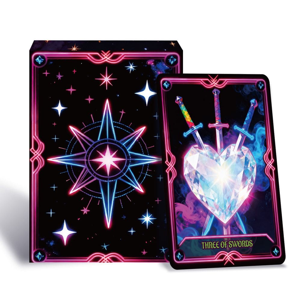 Baralho de cartas de tarô Neon 50 cartas de adivinhação mística