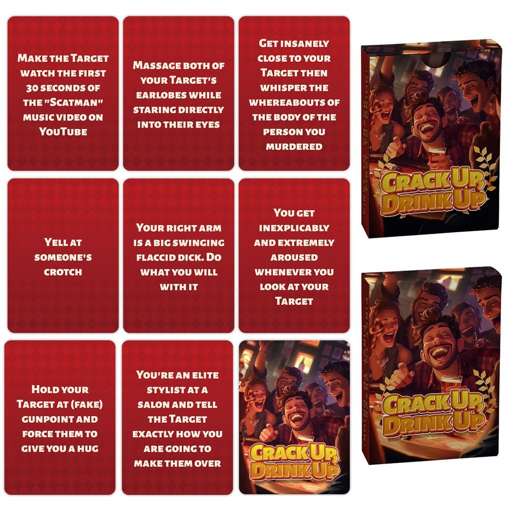 Jogo de cartas para festas e bebidas Crack Up Drink Up com 50 cartas